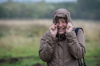 Woman smiling in the rain
