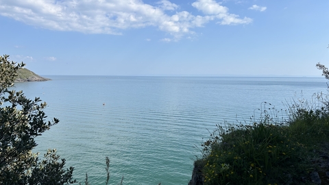 A view from the coast on a sunny day. 