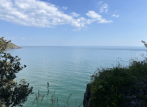 A view from the coast on a sunny day. 