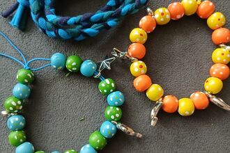 colourful wooden bead bracelets