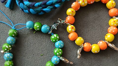 colourful wooden bead bracelets