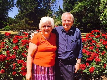 Margaret and John Samuel in a garden